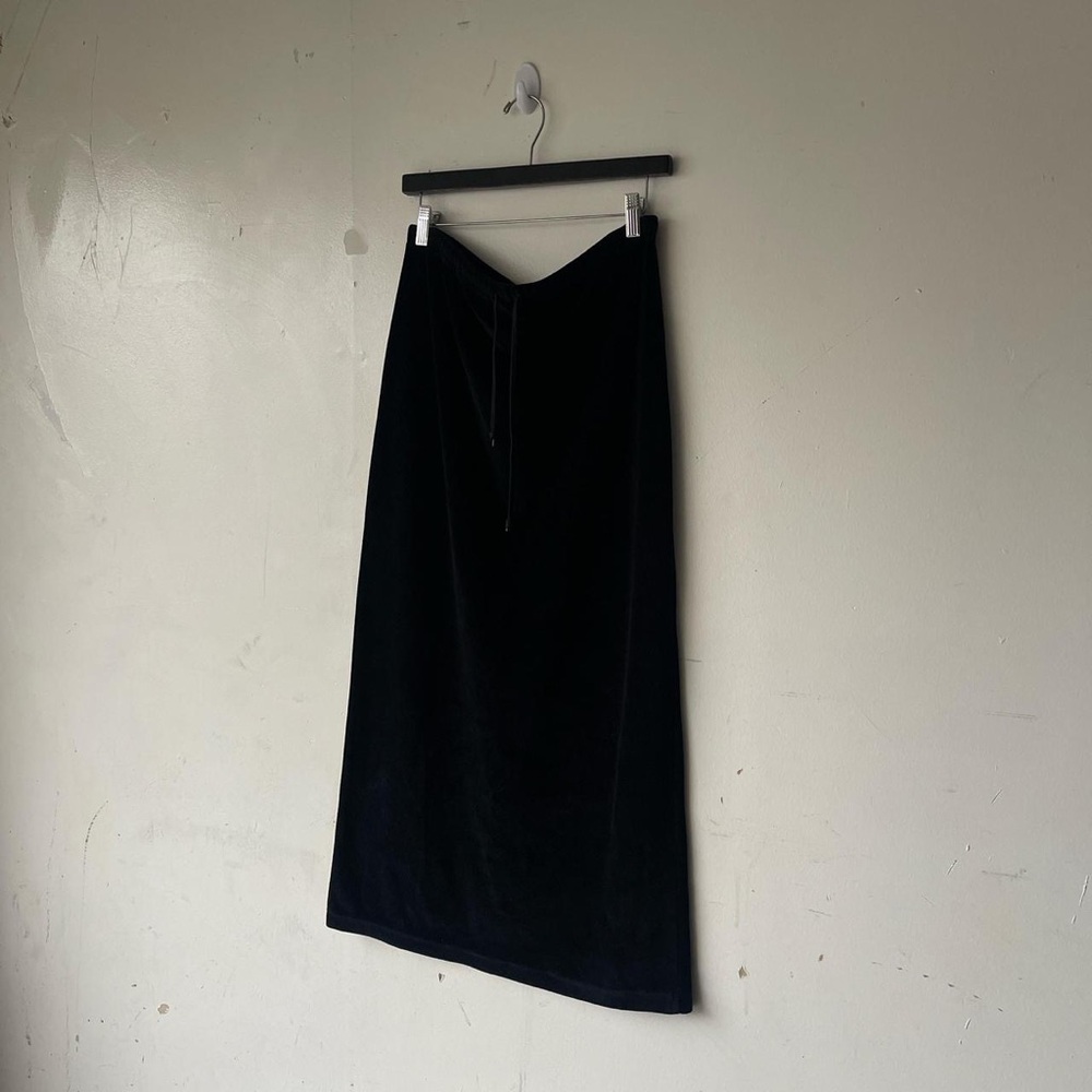 Vintage Y2K Jones Wear Sport Black Velvet Velour Maxi Skirt Size M